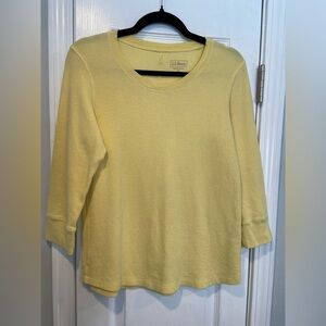 L.L. Bean Size M Yellow Crew Neck Waffle Long Sleeve Thermal Pullover Shirt
